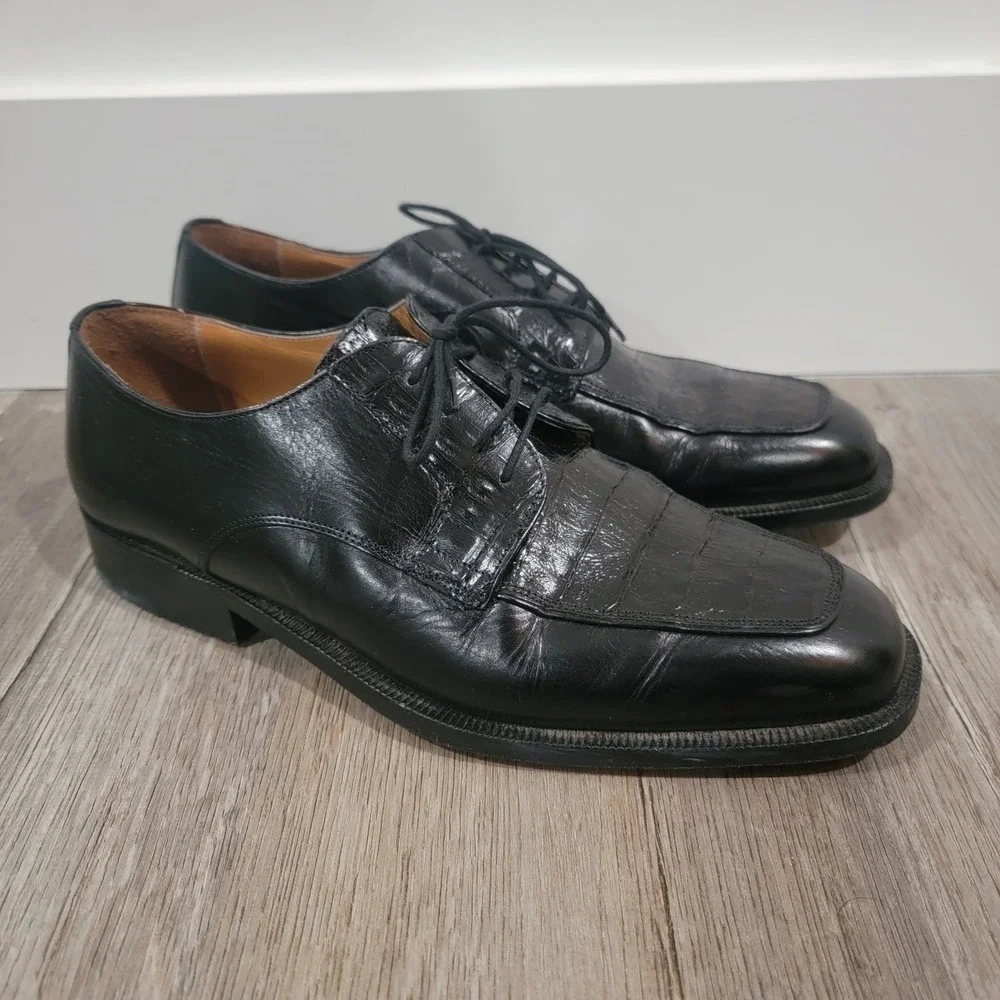 Caporicci Mens Crocodile Leather Dress Shoes Size‎ 10 Business Formal Oxford